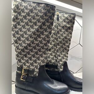 NWOT Lauren Ralph Lauren Emelie Tall Riding Boot | Signature Pattern| Size 9.5